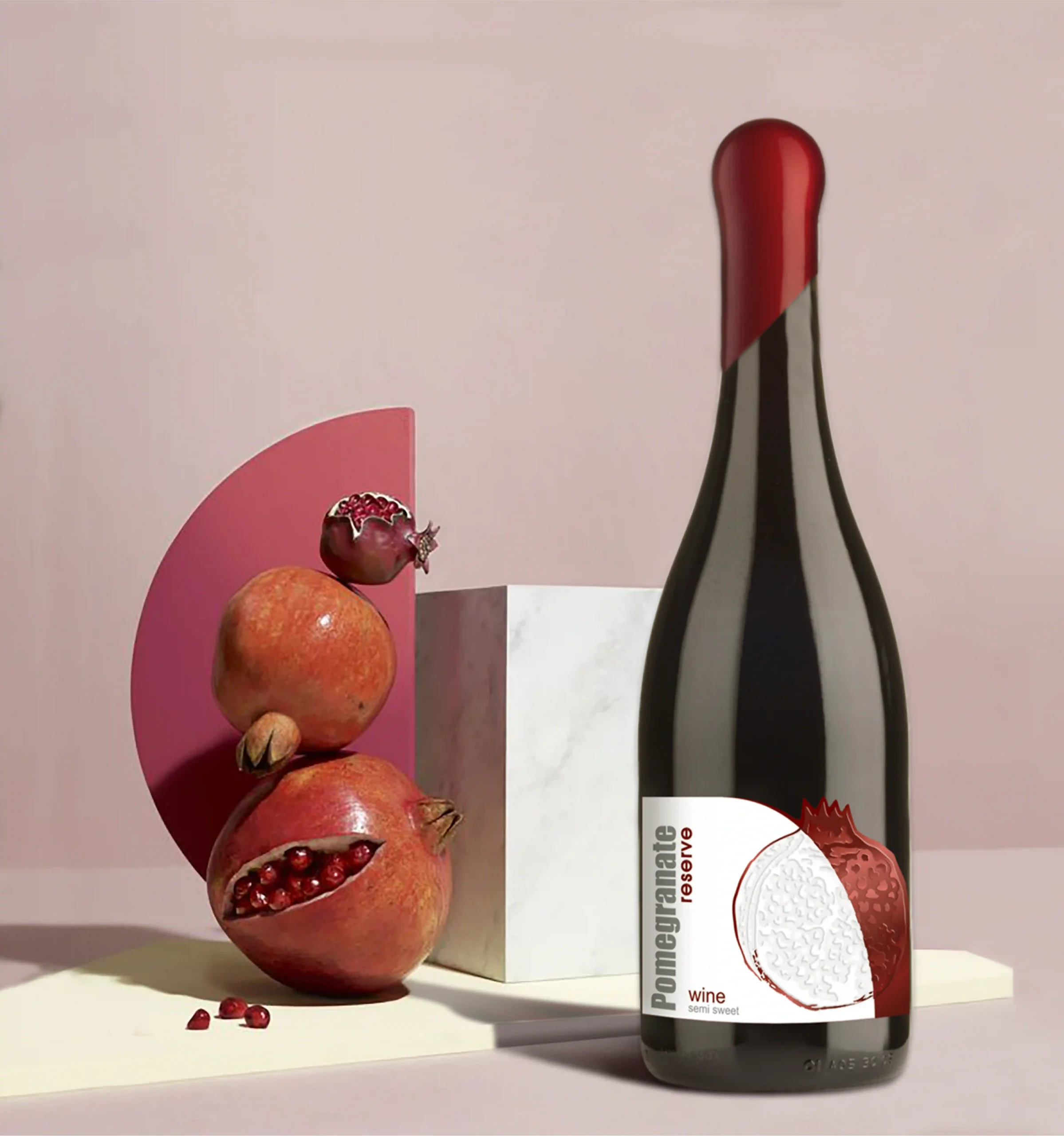 Dark bottle design for MAP Pomegranate Reserve wine