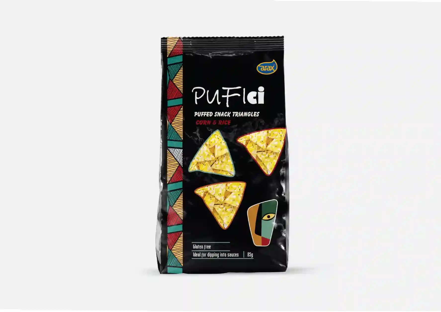 Front view of Pufici packaging designed for Arax by Dpulse Design