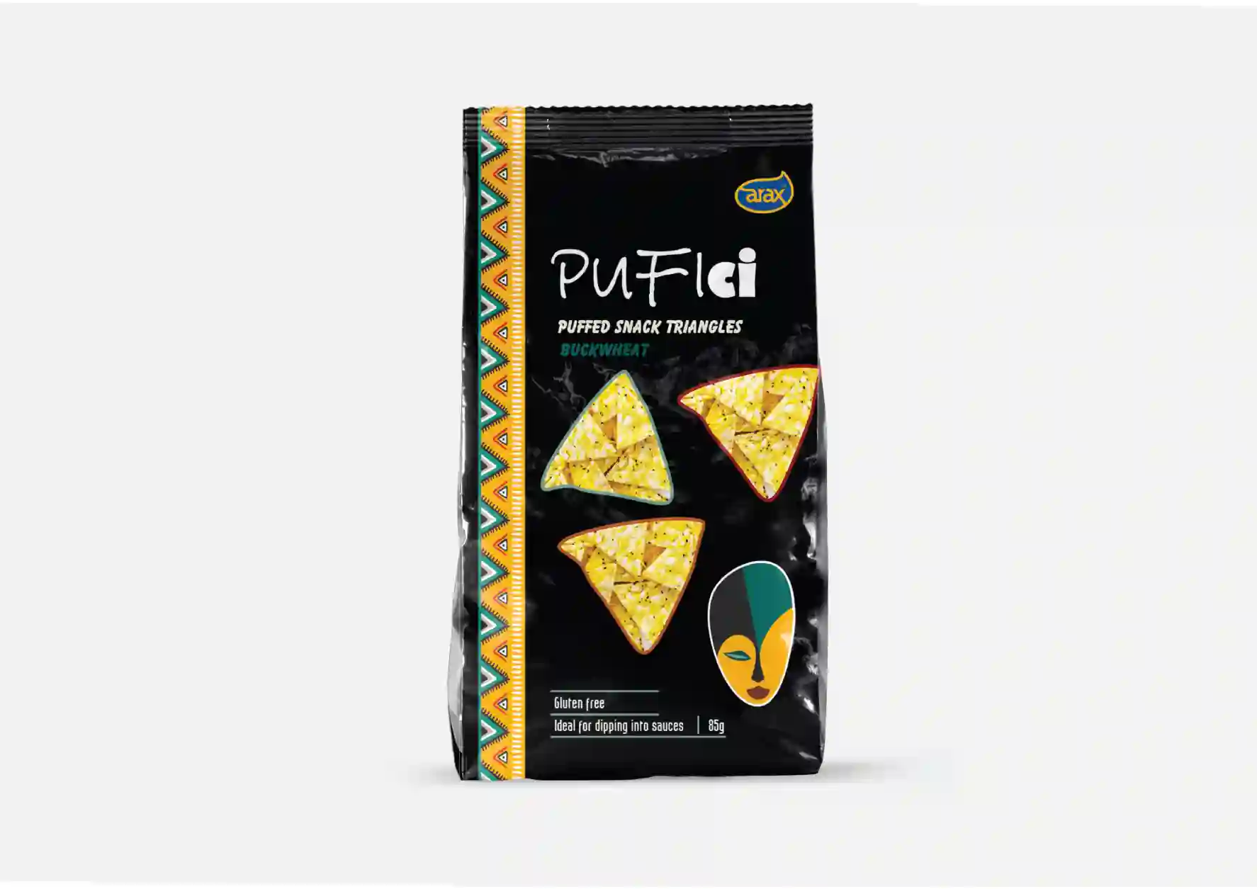 Creative flat lay of Pufici packaging showcasing product line