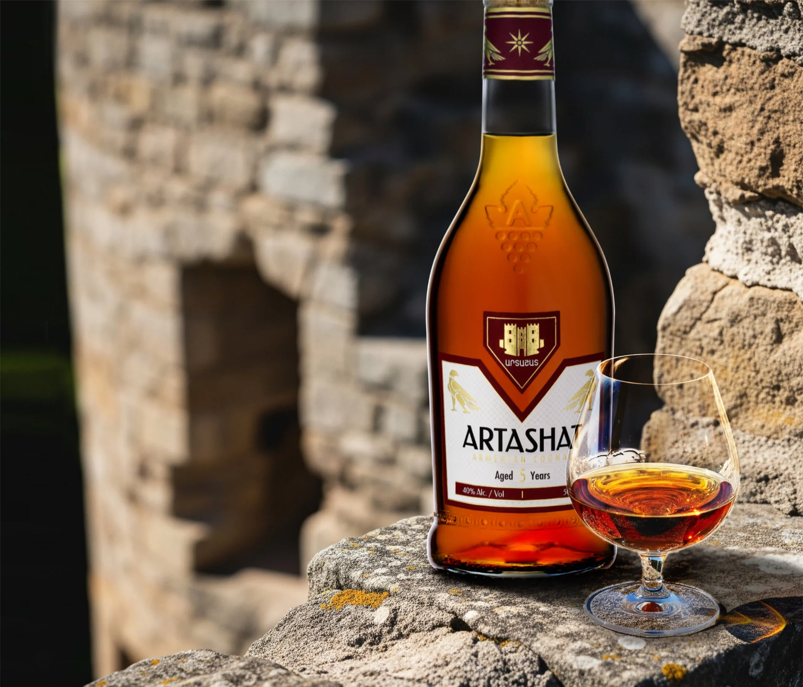 Artashat Cognac bottle with premium packaging by Dpulse Design
