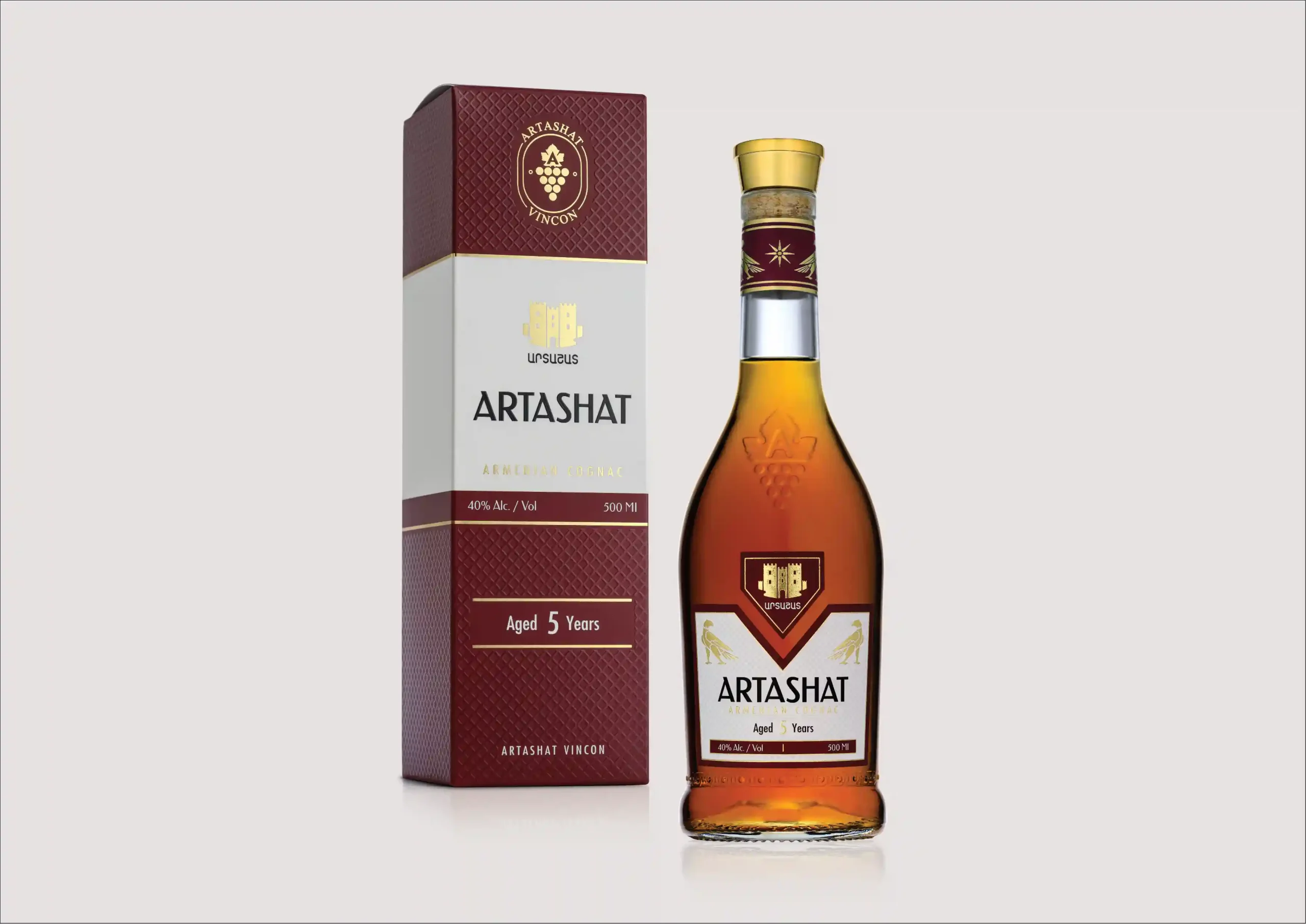 Front view of Artashat Wine-Cognac Factory's cognac label design