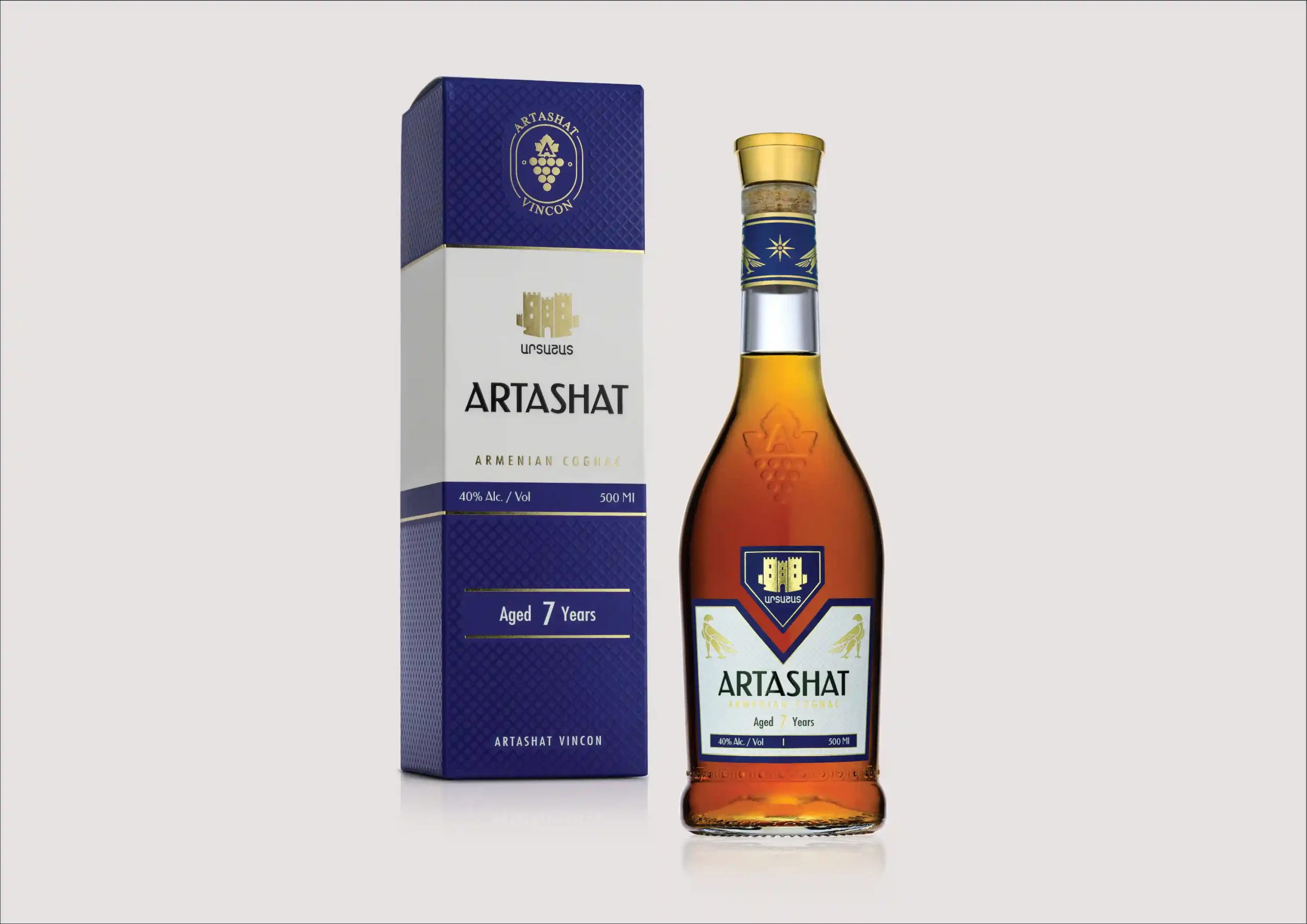 Artashat Cognac bottle with premium packaging by Dpulse Design